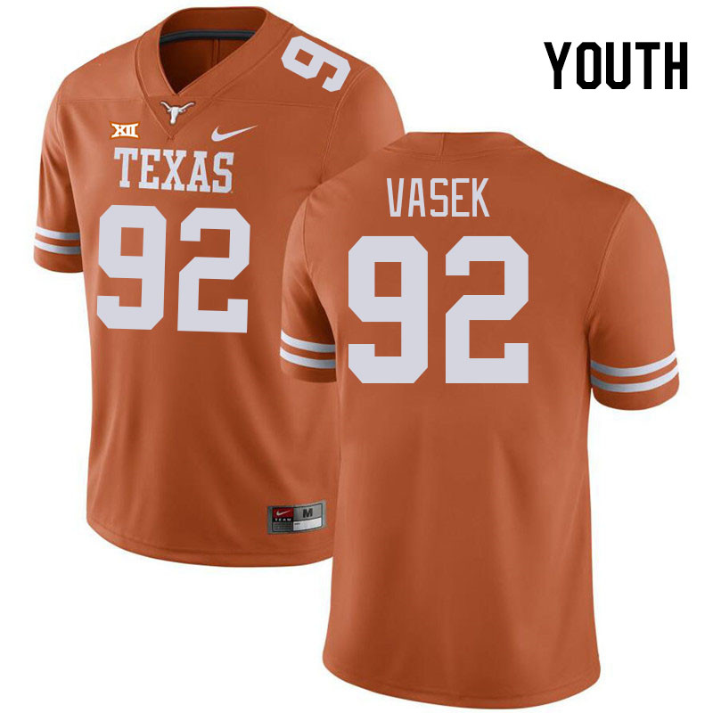 Youth #92 Colton Vasek Texas Longhorns 2023 College Football Jerseys Stitched-Orange